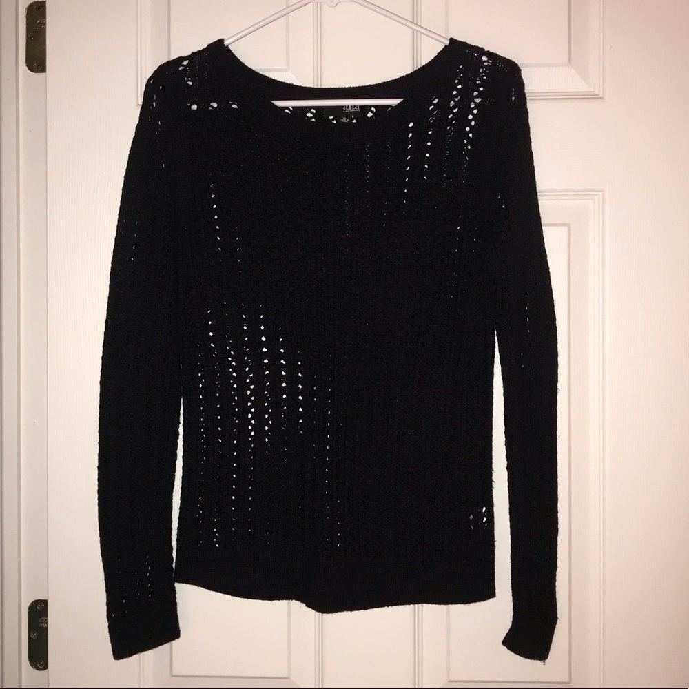 a.n.a Black Open Weave Sweater